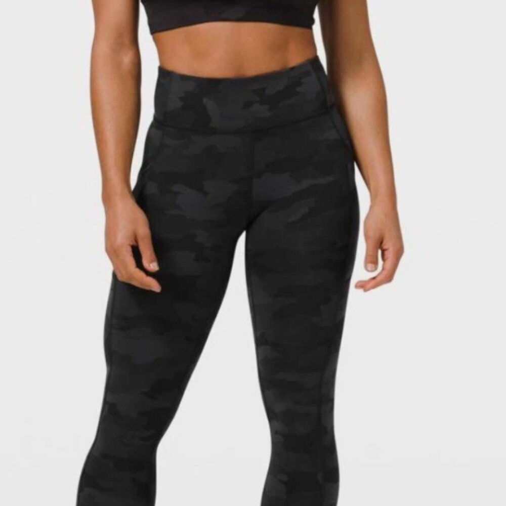 Lululemon Invigorate Camo High-Rise Tight Grey Heritage 365 Camo Coal Size 4